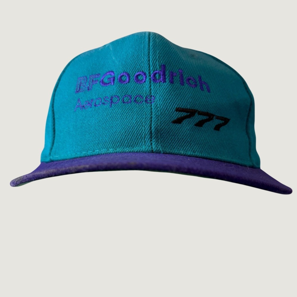 Vyg 90s OTTO BFGoodrich Aerospace Hat OSFA Teal Purple 777 Snapback Wool Blend